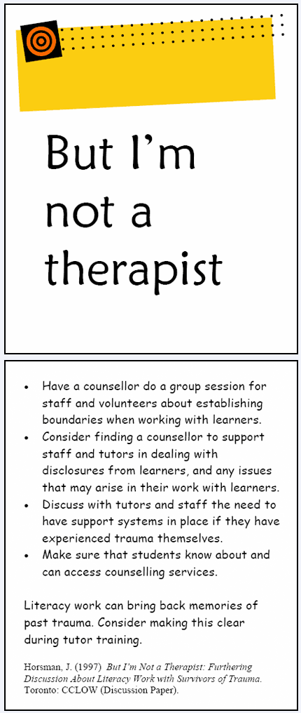 But I'm not a therapist.