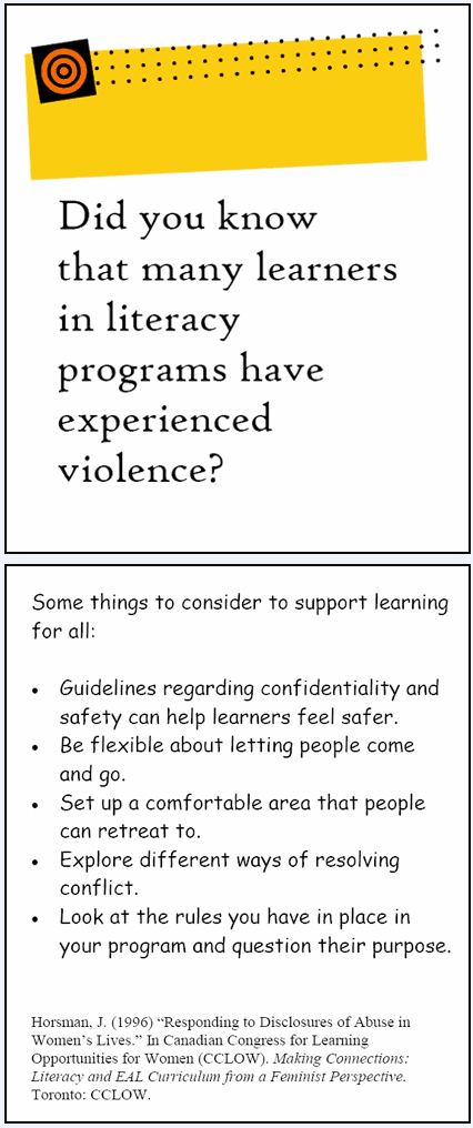 Did you know that many literacy learners in literacy programs have experienced violence?