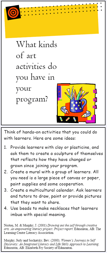 What kinds of art activities do you have in your program?