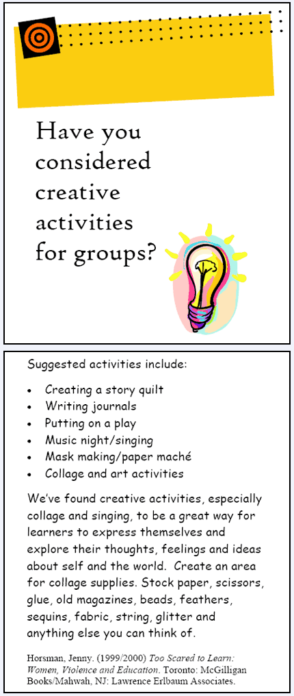 Have you considered creative activities for groups?